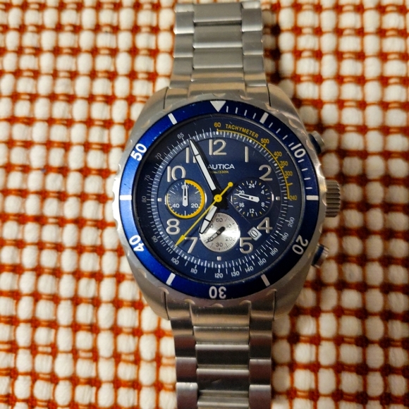 NAUTICA Men's Watch Blue Stainless Steel Japan Movement - Picture 1 of 5
